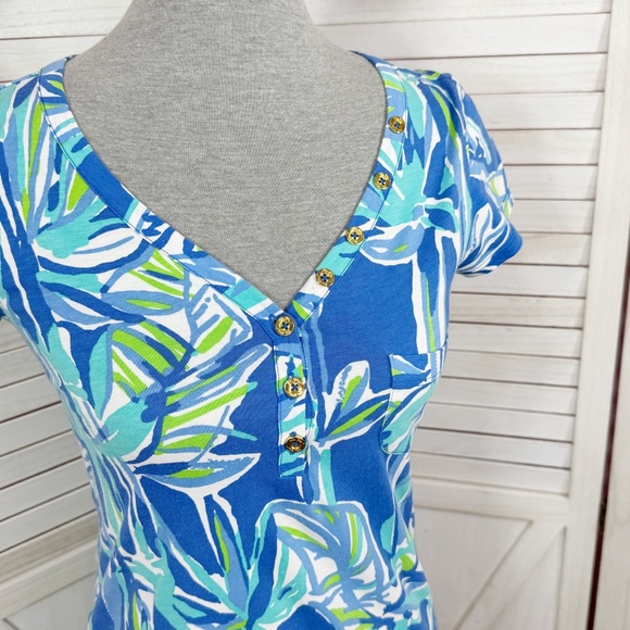 Lilly‎ Pulitzer Palmira T Shirt Dress Pima Cotton Blue Crush Bamboo XS - Picture 6 of 12